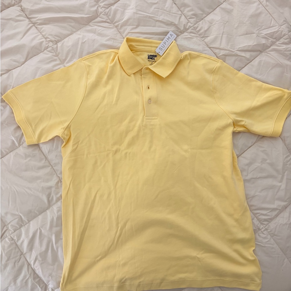 Lands' End Supima Cotton Soft Yellow Polo Shirt